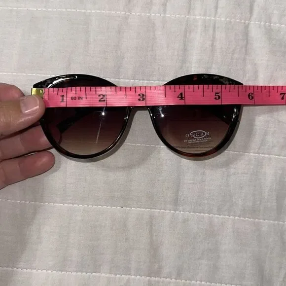 OSCAR x Oscar de la Renta 100% UV Marble Brown Gold Animal Print Sunglasses - Picture 13 of 13